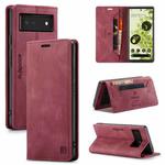 For Google Pixel 6 AutSpace A01 Retro Skin-feel Crazy Horse Texture Horizontal Flip Leather Case with Holder & Card Slots & Wallet & RFID(Wine Red)