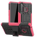 For OPPO Realme 5 Pro Tire Texture Shockproof TPU+PC Protective Case with Holder(Pink)