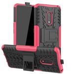 For OPPO Realme X Tire Texture Shockproof TPU+PC Protective Case with Holder(Pink)