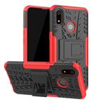 For OPPO Realme 3 Tire Texture Shockproof TPU+PC Protective Case with Holder(Red)