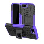 For OPPO Realme C2 Tire Texture Shockproof TPU+PC Protective Case with Holder(Purple)