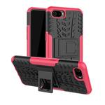 For OPPO Realme C2 Tire Texture Shockproof TPU+PC Protective Case with Holder(Pink)