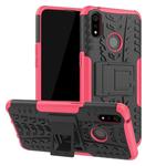 For OPPO Realme 3 Pro Tire Texture Shockproof TPU+PC Protective Case with Holder(Pink)