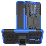 For Xiaomi Redmi Note 8 Pro Tire Texture Shockproof TPU+PC Protective Case with Holder(Blue)