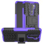 For Xiaomi Redmi Note 8 Pro Tire Texture Shockproof TPU+PC Protective Case with Holder(Purple)