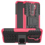 For Xiaomi Redmi Note 8 Pro Tire Texture Shockproof TPU+PC Protective Case with Holder(Pink)