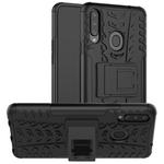 For Galaxy A20s Tire Texture Shockproof TPU+PC Protective Case with Holder(Black)