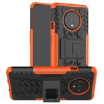 For OnePlus 7T Tire Texture Shockproof TPU+PC Protective Case with Holder(Orange)