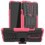 For OnePlus 7T Pro Tire Texture Shockproof TPU+PC Protective Case with Holder(Pink)