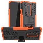 For OnePlus 7T Pro Tire Texture Shockproof TPU+PC Protective Case with Holder(Orange)