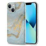 TPU Gilt Marble Pattern Phone Case For iPhone 13 Pro(Light Blue)