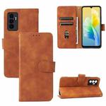 For vivo S10e / V23e Skin Feel Magnetic Buckle Calf Texture PU Phone Case(Brown)