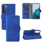 For Samsung Galaxy S22 5G Skin Feel Magnetic Buckle Calf Texture PU Phone Case(Blue)