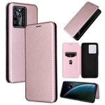 For ZTE Blade V30 Carbon Fiber Texture Horizontal Flip PU Phone Case(Pink)