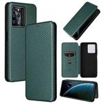 For ZTE Blade V30 Carbon Fiber Texture Horizontal Flip PU Phone Case(Green)