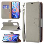 For Xiaomi Redmi Note 11 5G/Note 11T 5G/Poco M4 Pro 5G Litchi Texture Pure Color Horizontal Flip Leather Phone Case with Holder & Card Slots & Wallet & Lanyard(Grey)