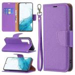 For Samsung Galaxy S22+ 5G Litchi Texture Pure Color Horizontal Flip Leather Phone Case with Holder & Card Slots & Wallet & Lanyard(Purple)