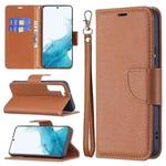 For Samsung Galaxy S22 5G Litchi Texture Pure Color Horizontal Flip Leather Phone Case with Holder & Card Slots & Wallet & Lanyard(Brown)