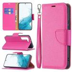 For Samsung Galaxy S22 5G Litchi Texture Pure Color Horizontal Flip Leather Phone Case with Holder & Card Slots & Wallet & Lanyard(Rose Red)