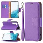 For Samsung Galaxy S22 5G Litchi Texture Pure Color Horizontal Flip Leather Phone Case with Holder & Card Slots & Wallet & Lanyard(Purple)