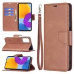 For Samsung Galaxy M52 5G Retro Lambskin Texture Pure Color Horizontal Flip Leather Phone Case with Holder & Card Slots & Wallet & Lanyard(Brown)