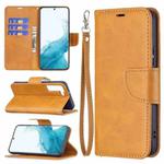 For Samsung Galaxy S22 5G Retro Lambskin Texture Pure Color Horizontal Flip Leather Phone Case with Holder & Card Slots & Wallet & Lanyard(Yellow)