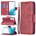 For Samsung Galaxy S22 5G Retro Lambskin Texture Pure Color Horizontal Flip Leather Phone Case with Holder & Card Slots & Wallet & Lanyard(Red)