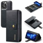 DG.MING Three Fold Wallet Style Leather Phone Case For iPhone 13 Pro Max(Black)