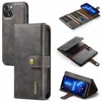 DG.MING Three Fold Wallet Style Leather Phone Case For iPhone 13(Grey)