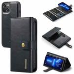 DG.MING Three Fold Wallet Style Leather Phone Case For iPhone 13 mini(Black)