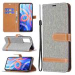 For Xiaomi Redmi Note 11 5G/Note 11T 5G/Poco M4 Pro 5G Color Matching Denim Texture Leather Phone Case with Holder & Card Slots & Wallet & Lanyard(Grey)