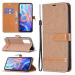For Xiaomi Redmi Note 11 5G/Note 11T 5G/Poco M4 Pro 5G Color Matching Denim Texture Leather Phone Case with Holder & Card Slots & Wallet & Lanyard(Brown)