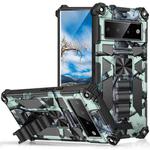 For Google Pixel 6 Pro Camouflage Armor Shockproof TPU + PC Magnetic Phone Case with Holder(Mint Green)