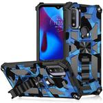 For Motorola G Pure Camouflage Armor Shockproof TPU + PC Magnetic Phone Case with Holder(Dark Blue)