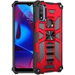 For Motorola G Pure Armor Shockproof TPU + PC Magnetic Phone Case with Holder(Red)