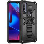 For Motorola G Pure Armor Shockproof TPU + PC Magnetic Phone Case with Holder(Black)