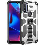 For Motorola G Pure Armor Shockproof TPU + PC Magnetic Phone Case with Holder(Silver)