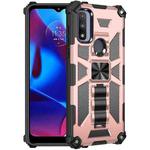 For Motorola G Pure Armor Shockproof TPU + PC Magnetic Phone Case with Holder(Rose Gold)