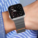 DUX DUCIS Chain Version Magnetic PU Leather Watch Band For Apple Watch Series 8&7 45mm / SE 2&6&SE&5&4 44mm / 3&2&1 42mm(Grey + Orange)