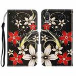 For Samsung Galaxy A02 3D Colored Drawing Horizontal Flip Leather Phone Case with Holder & Card Slots & Wallet(Red Flower)