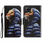 For Samsung Galaxy A22 4G 3D Colored Drawing Horizontal Flip Leather Phone Case with Holder & Card Slots & Wallet(Down Jacket Cat)