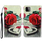 For Samsung Galaxy A22 5G 3D Colored Drawing Horizontal Flip Leather Phone Case with Holder & Card Slots & Wallet(Red Rose)
