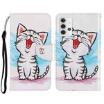 For Samsung Galaxy A32 5G 3D Colored Drawing Horizontal Flip Leather Phone Case with Holder & Card Slots & Wallet(Red Mouth Cat)