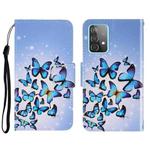For Samsung Galaxy A52 3D Colored Drawing Horizontal Flip Leather Phone Case with Holder & Card Slots & Wallet(Multiple Butterflies)