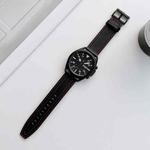 20mm Universal Tricolor Sewing Leather Watch Band(Black)