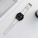 20mm Universal Tricolor Sewing Leather Watch Band(White)