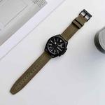 22mm Universal Tricolor Sewing Leather Watch Band(Army Green)