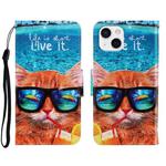 For iPhone 13 mini 3D Colored Drawing Horizontal Flip Leather Phone Case (Underwater Cat)