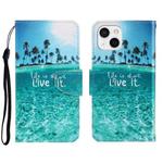 For iPhone 13 mini 3D Colored Drawing Horizontal Flip Leather Phone Case (Coconut Tree)
