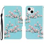 For iPhone 13 3D Colored Drawing Horizontal Flip Leather Phone Case(Magnolia)